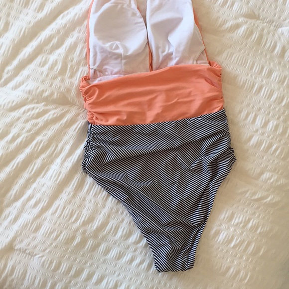 Peach & Stripped One Piece - Picture 4 of 6